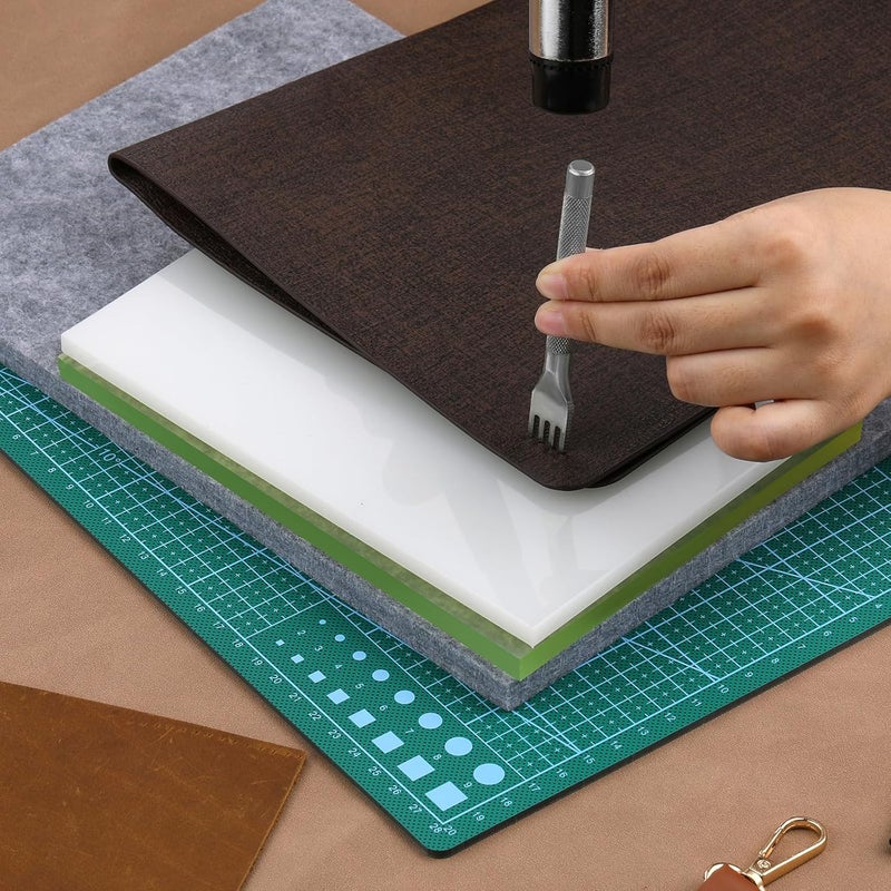 Yizzvb 4 Pcs Leather Punch Pads, Leather Cutting Mat, Sound Absorbing Pad and A4 Self Healing Cutting Mat, Punching Tools for DIY Craft Lovers - Image 5